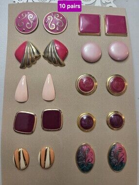 Assorted Women’s Pink Vintage-Inspired Stud Earring Set - 10 Pairs